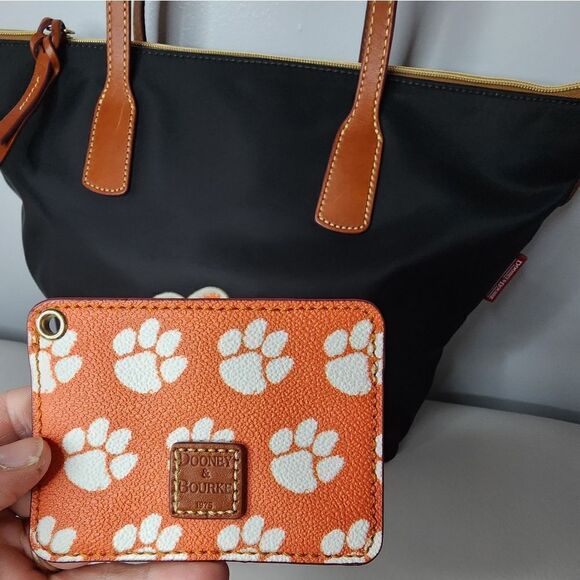 Dooney & Bourke Clemson Tigers Canvas Satchel Hand Bag  With Change Purse Black - Picture 10 of 12